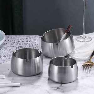 Stainless Steel Ashtray Round Minimalist Design For Bars Restaurants Hotels Large Size With Logo Option - Product Image 1