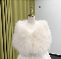 Robe de mariée élégante avec châle pour femmes Robe Cheongsam en fourrure Grand châle Plume d'autruche