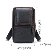 Sac à bandoulière pour téléphone portable en cuir de vache véritable pour homme, simple, couche supérieure avec fermeture à glissière, nouveau design de sac banane