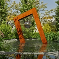 Fontaine cascade rectangulaire en acier inoxydable soudé sur mesure pour jardin extérieur, surface polie miroir, sculpture en corten, vente en gros