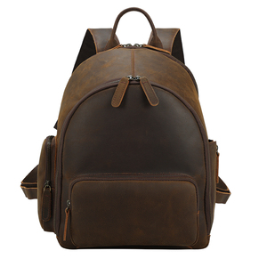 Mochila de piel de <span class=keywords><strong>vaca</strong></span> auténtica marrón oscuro, mochila de viaje de estilo Retro Vintage para hombre y mujer, diseño de <span class=keywords><strong>vaca</strong></span> Crazy Horse con cremallera - Product Image 5