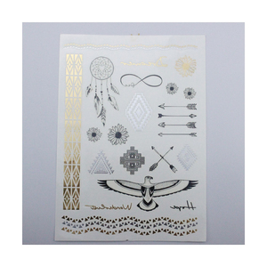 สติกเกอร์ลายสักชั่วคราวลายปั๊มทอง ดีไซน์พิเศษสำหรับศิลปะบนร่างกาย วัสดุเฮนน่า ใช้กันอย่างแพร่หลายสำหรับตกแต่ง - Product Image 3