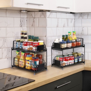 <span class=keywords><strong>Organisateur</strong></span> d'outils <span class=keywords><strong>mural</strong></span> en métal sous <span class=keywords><strong>évier</strong></span> avec tiroirs coulissants, rangement de salle de bain écologique à un seul niveau - Product Image 2