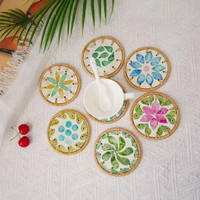 Sous-verres et dessous de plat décoratifs en rotin tressé à la main, style bohème, écologiques et résistants à la chaleur
