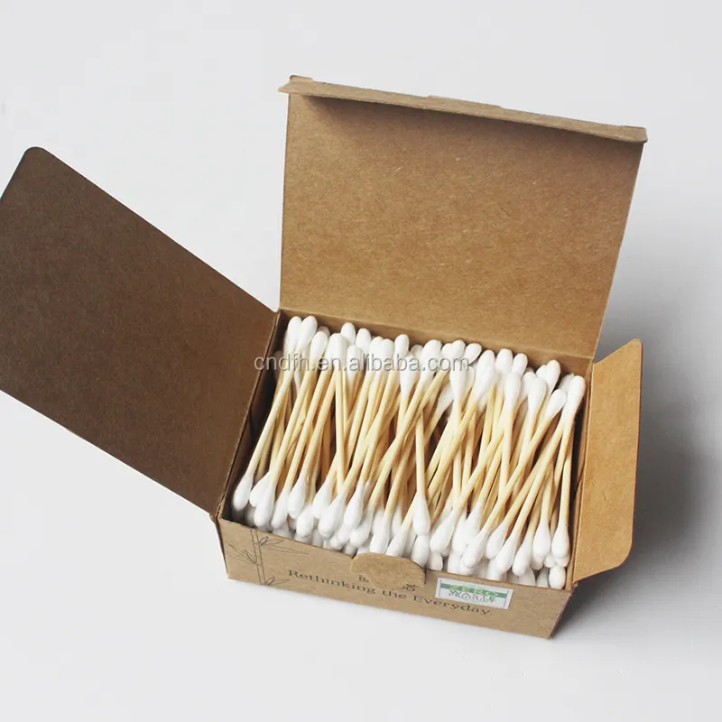 200pcs eco friendly baby bamboo stick cotton swab ear cleaning cotton buds non plastic packaging