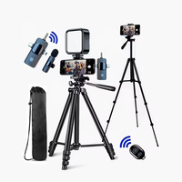 Kit de vlogging avec trépied, éclairage LED, microphone sans fil pour TikTok, YouTube et enregistrement de vlogs