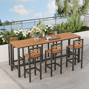 Set Tavolo e Sedie in Metallo <span class=keywords><strong>da</strong></span> <span class=keywords><strong>Esterno</strong></span> per Negozi di Tè, Caffè all'Aperto, Balconi di Casa - Set Sgabelli Alti <span class=keywords><strong>da</strong></span> <span class=keywords><strong>Parete</strong></span> o Finestra - Product Image 3