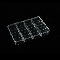 Grande boîte de rangement en plastique PS à 12 grilles boîte de présentation épaissie haute transparence conception classique pour bijoux couvercles de sacs de rangement d'outils