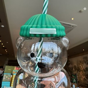 Dễ thương Gấu rơm cốc thủy tinh gấu cốc mật ong rơm cốc có nắp đậy và ống hút cốc dễ thương Gấu sippy ly - Product Image 5