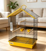 Cage à oiseaux roulante, avec supports latéraux pliables, jouet suspendu, perchoirs en bois, coupelles à nourriture amovibles