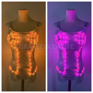 Chaqueta Monokini Brillante con <span class=keywords><strong>Lentejuelas</strong></span> y Flecos LED para Mujer, <span class=keywords><strong>Top</strong></span> Ajustado con Brillo para Fiesta Disco Vaquera - Product Image 4