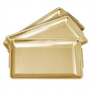 Plateau de service rectangulaire en métal doré, jetable, pour fêtes, décoration de la maison, de la cuisine et du bar, design classique, plateau de service alimentaire - Product Image 1