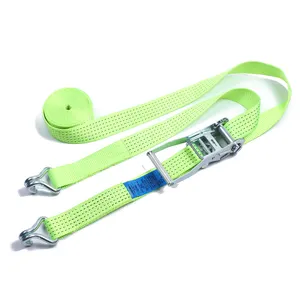 2 "50MM hijau putih seng berlapis tali roda bergigi searah dengan ganda j-hook kemasan tali