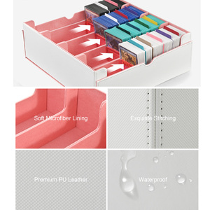 Boîte à cartes en cuir PU JUZI en gros, quatre rangées, aimants intégrés, boîte de rangement de luxe pour cartes à collectionner avec impression personnalisée - Product Image 3