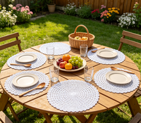 Set de table rond en papier tissé blanc classique, écologique, résistant à l'huile, 38 cm de diamètre, réutilisable, protection thermique pour la décoration de table