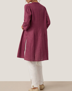 <span class=keywords><strong>Camicia</strong></span> da <span class=keywords><strong>Donna</strong></span> in Puro <span class=keywords><strong>Lino</strong></span> <span class=keywords><strong>100</strong></span>% con Maniche Lunghe e Colletto a Bottoni, Design Personalizzato - Product Image 2