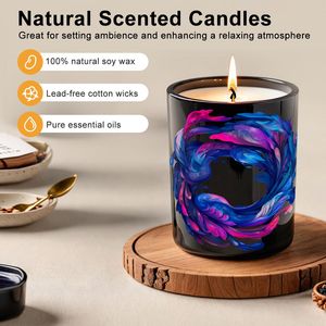 Vela de tarro perfumada de aromaterapia negra de 6oz con logotipo personalizado sin humo para ocasiones festivas como el Día de San Valentín Acción de Gracias - Product Image 4