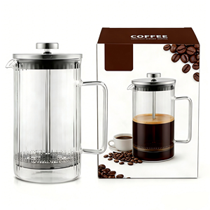 Cafetera Francesa Emode <span class=keywords><strong>de</strong></span> 600 ml con Rayas Verticales Exteriores y Tapa <span class=keywords><strong>de</strong></span> Acero Inoxidable - Product Image 1