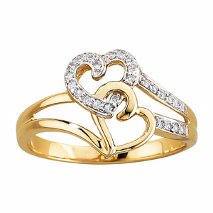 Bague en diamant à deux cœurs éternels, magnifique bague en diamant à deux cœurs - Product Image 2