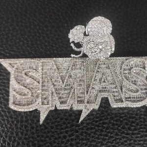 เครื่องประดับฮิปฮอปคุณภาพดีจี้เพชร VVS จี้เพชรแบบกำหนดเองได้ VVS Moissanite Baguette จี้เพชรสำหรับผู้ชาย - Product Image 1