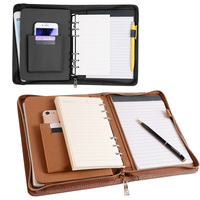 Carpeta Ejecutiva Premium con Cubierta de Microfibra y Cuero PU Acolchado, Carpeta de Anillas con 6 Anillos, Carpeta de Documentos con Cierre para Negocios