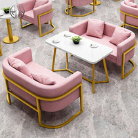 Ensemble de meubles de table de café en marbre incurvé moderne pour restaurant, salon de café, canapé, banquette