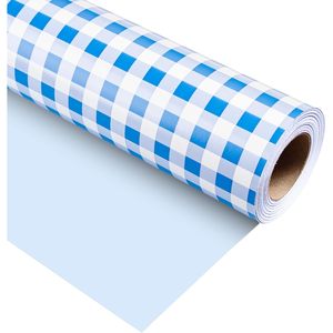 Blue Checkerboard Wrapping Paper 17 In X 32.8 Ft Double Side Reusable Gift <b>Wrap</b> For Multiple Occasions - Product Image 1