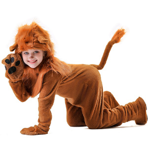 Disfraz de León para Adultos y Niños, Traje de Cosplay para Actuaciones, Piel Sintética Marrón con Capucha y Cola - Product Image 3