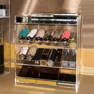 Organisateur de maquillage et de bijoux en acrylique transparent écologique en gros, 2 pièces, avec montage facile - Product Image 1