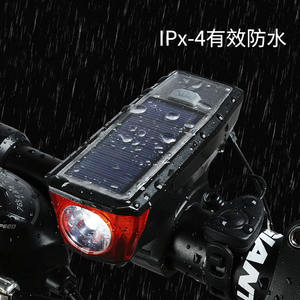 Phare de vélo solaire noir à LED, 4 modes, étanche IPX4, éclairage de nuit, accessoire pour VTT - Product Image 4