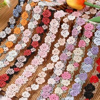 Fil de polyester hydrosoluble de 2 cm de large, dentelle florale brodée de roses, embellissements pour vêtements, accessoires, artisanat DIY, vêtements