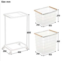 En gros Salle De Bain 2 niveaux Blanc Chariot de Blanchisserie En Métal avec Paniers Amovibles