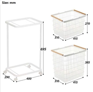 En gros Salle De Bain 2 niveaux Blanc <span class=keywords><strong>Chariot</strong></span> de Blanchisserie En Métal avec Paniers Amovibles - Product Image 5
