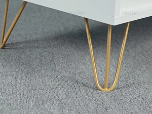 <span class=keywords><strong>Commode</strong></span> moderne à 6 tiroirs pour chambre à coucher Commodes doubles blanches avec poignées dorées Table buffet en bois pour le salon - Product Image 6