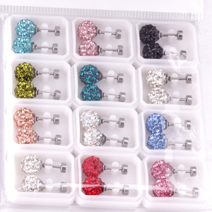 Stud Earrings Set Mixed Color Round Geometric Stainless Steel Bezel Setting For Women Gift Occasion - Product Image 4