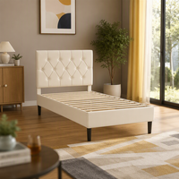 Lit simple ou double capitonné en cuir de haute qualité avec boutons décoratifs, livré en un seul emballage