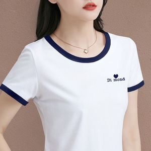 Áo thun ngắn tay màu trơn mùa hè thường ngày cho Nữ áo dáng ôm dáng cỡ lớn phong cách Hàn Quốc mới cho dệ<span class=keywords><strong>t</strong></span> kim nhuộm trơn - Product Image 2