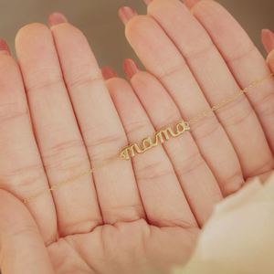 Dylam Top Picked Fine Fashion Jewellery <b>Bangles</b> Bracelets 18K Gold Sterling Silver Polish Mama Alphabet Pendant Adjust Bracelet - Product Image 3
