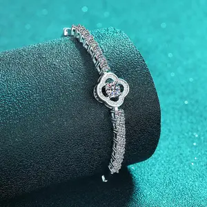 S925 Sterling Silver VVS Round Full Moissanite Bracelet Bright Cut 1.9CT With Claw Setting Fine Women's Jewelry Wholesale