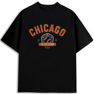 T-shirt Chicago College League pour hommes, 100 % coton, coupe classique, poids lourd, USA Design de baseball - Product Image 1