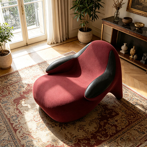 Fauteuil de salon <span class=keywords><strong>Squash</strong></span> de designer italien en velours rouge, fauteuil d'appoint incurvé irrégulier, fauteuil de détente pour salon, hôtel, villa - Product Image 1