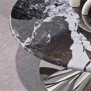 <span class=keywords><strong>Table</strong></span> <span class=keywords><strong>basse</strong></span> avec soucoupe volante en marbre Ensemble de <span class=keywords><strong>table</strong></span> centrale en acier inoxydable Mobilier de salon moderne <span class=keywords><strong>Table</strong></span> à thé ronde de luxe - Product Image 3