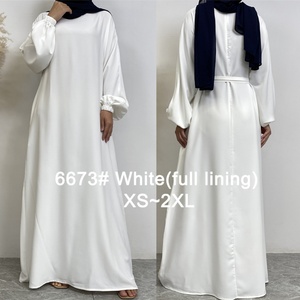 Abaya OEM Personalizada en Satén Nida, Lino, Chifón y Crepé Arrugado con Diferentes Tallas S M L XL XXL, MOQ Bajo 01 # - Product Image 4