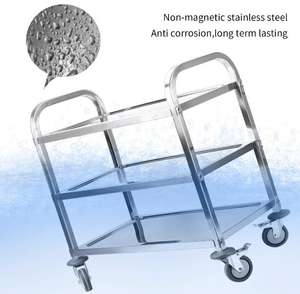 Chariots commerciaux de service de collecte de nourriture de restaurant d'acier inoxydable de 2 rangées avec les roues universelles - Product Image 6