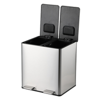 SY Factory Direct Poubelle en acier inoxydable à double compartiment 2x15L avec filtre à charbon Poubelle de recyclage pour la maison ou le bureau