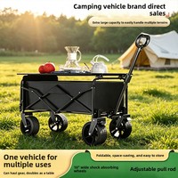 Chariot de camping pliable en acier inoxydable avec roues tout-terrain, léger et portable, pour courses et épicerie - Vente en gros