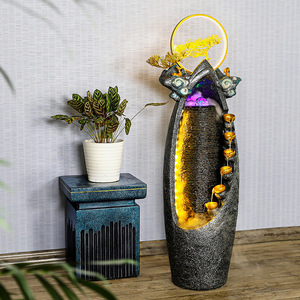 Fuente de agua Feng Shui Quanfangyuan con retroiluminación, forma irregular, decoración eléctrica para interiores, para el hogar, la oficina y la sala de estar. - Product Image 3