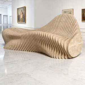 Banc d'attente commercial extérieur en fibre de verre, forme en L moderne, avec pieds sabre découpés, facile à nettoyer et respectueux de l'environnement - Product Image 1