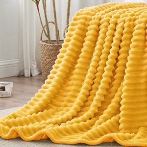 Couverture en flanelle douce <span class=keywords><strong>et</strong></span> chaude 100% polyester, jacquard côtelé 3D, rayée, moelleuse, de couleur violette, tricotée, décorative, pour canapé, style <span class=keywords><strong>plaid</strong></span> - Product Image 6