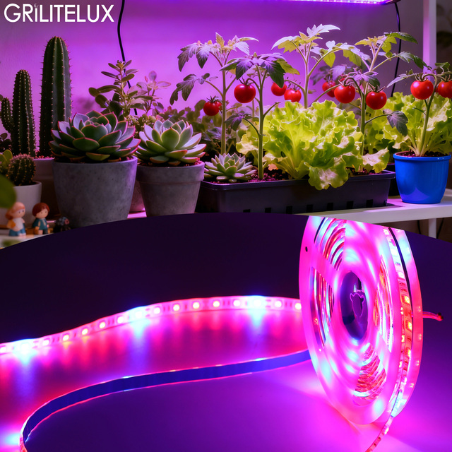Led Grow Light Strips Tape 660nm 450nm 60LEDs/m 5050 Waterproof Led Grow Lights for Indoor Plants Seeding Veg Flower Growing